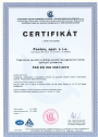 Certifikát – ČSN EN ISO 9001/2016.